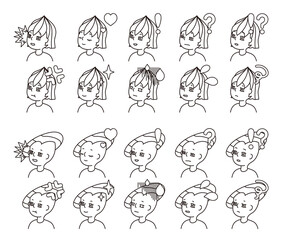 二人の人物の横顔イラスト　表情バリエーション 29