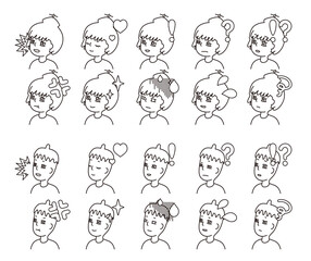 二人の人物の横顔イラスト 表情バリエーション 32 Wall Mural Yotto