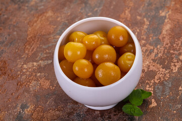 Yellow ripe cherry dessert