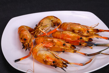 Grilled water prawn in the plate