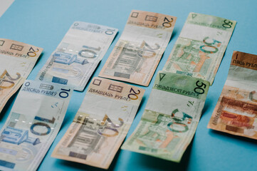 New belorussian money. Coins and banknotes. Finance concept.
