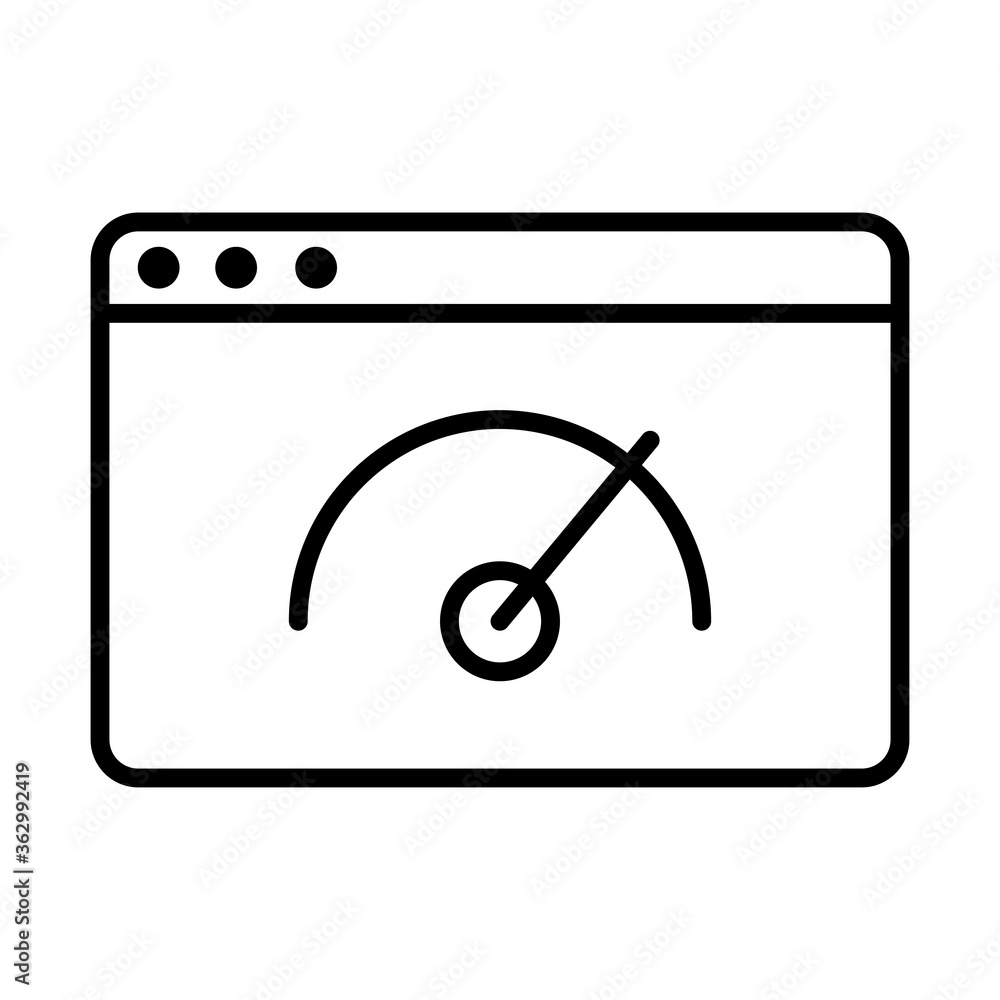 Poster speed gauge in webpage line style icon