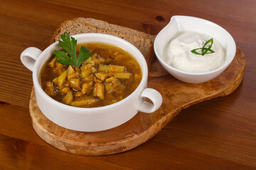 Wild mushroom soup with sour cream