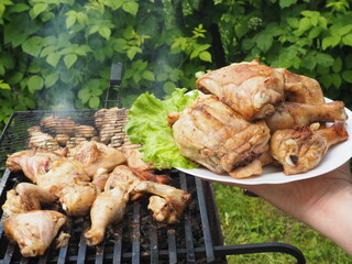 cooking on the grill delicious chicken. barbecues. poster. 4K