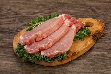Raw pork steak for cooking