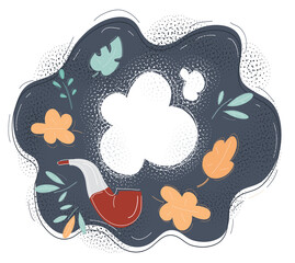 Vector illustration of Funny smoking pipe on dark background.