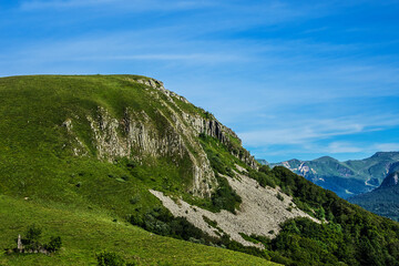 Fototapeta na wymiar View of beautiful French Alps Mountains. Auvergne-Rhone-Alpes. France.