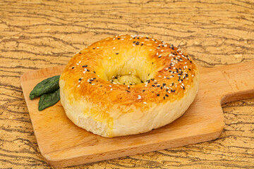 Hot tasty Uzbek flatbread for snack