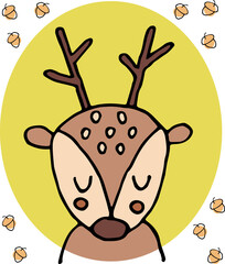 Cute deer illustration. Zoo illustration. Cute cartoon animal. Can be used for book illustrations, wallpapers and other items.