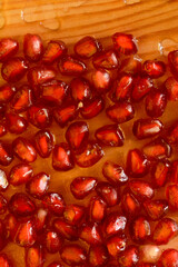 red ripe pomegranate seeds close up