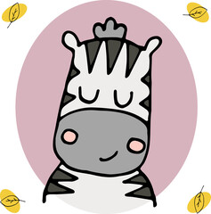Cute zebra illustration. Zoo illustration. Cute cartoon animal. Can be used for book illustrations, wallpapers and other items.