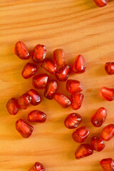 red ripe pomegranate seeds close up