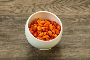 Chili peanut snack in the bowl