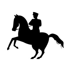 Fototapeta na wymiar military soldier in horse silhouette isolated icon
