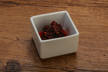 Fried chili pepper sauce with oil