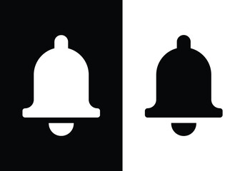 Notification bell icon Vector illustration. Flat style on black and white background