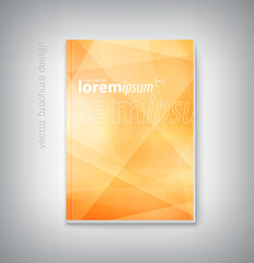 yellow vector booklet, brochure cover design with geometric polygonal background