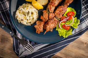 Shish kebabs - grilled meat and vegetables