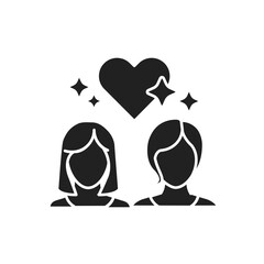 Lesbian love black glyph icon. Not traditional relationship. LGBT motion symbol. Human rights and tolerance. Sign for web page, mobile app, social media, logo. clipart illustration