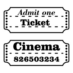 Ticket cinema black and white AI vector.