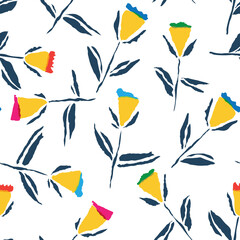 Hand drawn floral seamless pattern