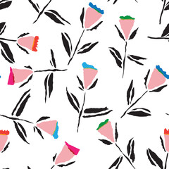 Hand drawn floral seamless pattern