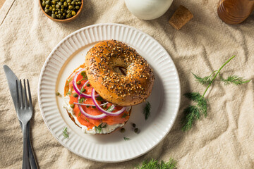 Homemade Bagel and Salmon Lox