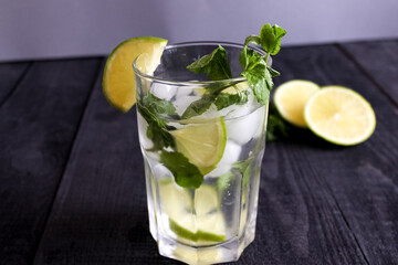Non-alcoholic cocktail mojito with With Lime And Mint