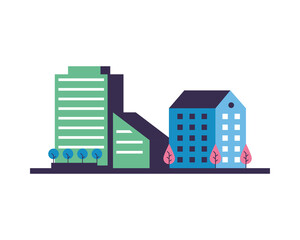 Obraz premium buildings constructions with trees city scene