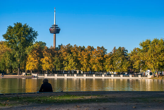 Aachener Weiher lake photographed in Cologne, Germany. Picture made in 2009.