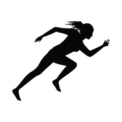 silhouette of athletic woman running