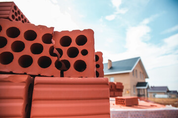 red bricks on the background of the house