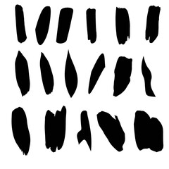 Isolated black brush strokes made by hand