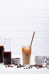 Cold brew coffee with ice and milk