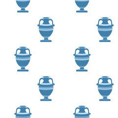 greek decorative ancient amphora, jug. Seamless pattern, vector illustration