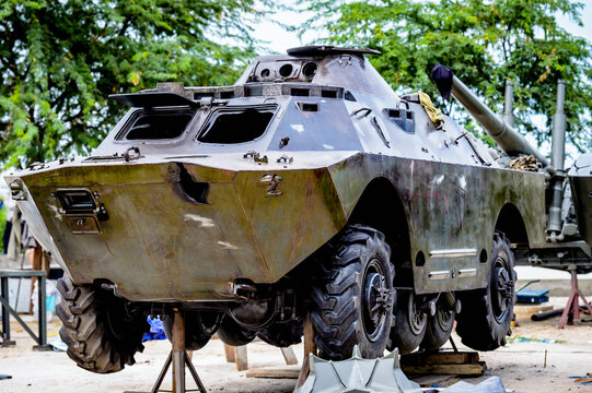 LUANDA, ANGOLA - MAR 4, 2013: War car in Luanda, formerly named Sao Paulo da Assuncao de Loanda, is the capital and largest city of Angola. 