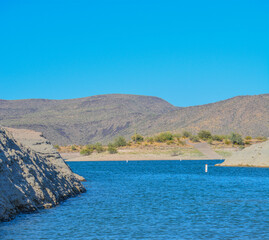 Naklejka premium View of Lake Pleasant in Lake Pleasant Regional Park, Sonoran Desert, Arizona USA
