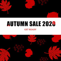 Autumn sale red leaf poster advert