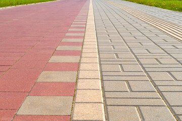 Bicycle and walking paths are separated by color.