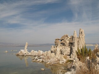 Lake view with tufa formations, South Tufa area, Mono Lake Tufa State Natural Reserve, California,...