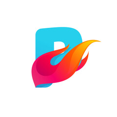 Letter P logo with fast speed fire.