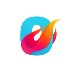 Letter O logo with fast speed fire.