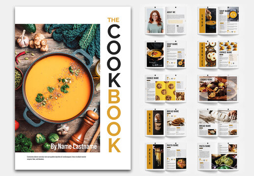 Cookbook Layout with Orange Accents
