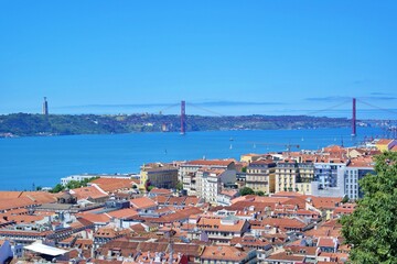 View over the tagus river and the bridge, Lisbon, Portugal
