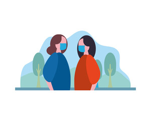 women wearing medical masks in the camp characters