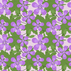 Seamless pattern all woodland geranium