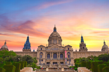 Fototapeta na wymiar The Palau Nacional, or National Palace, in Barcelona, Spain