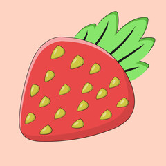 Red strawberry isolated on a background of milky red color.