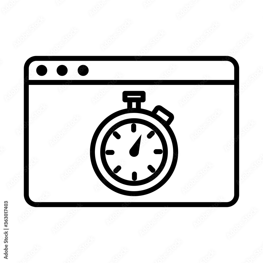 Poster chronometer timer in webpage template line style icon