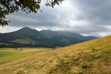 Fototapeta na wymiar Beautiful mountainous landscape in the Auvergne Volcano National Park